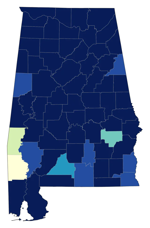 Tree Swallow county map