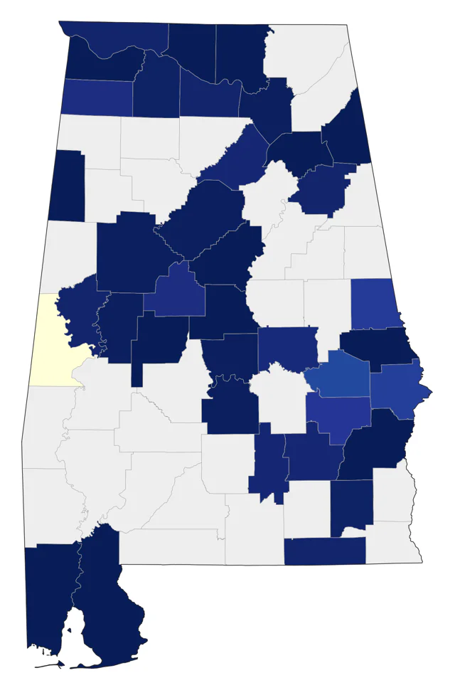 Virginia Rail county map