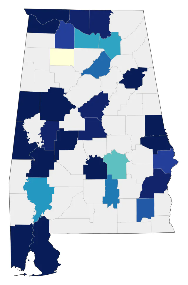 White-rumped Sandpiper county map