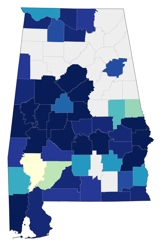 Wood Stork county map