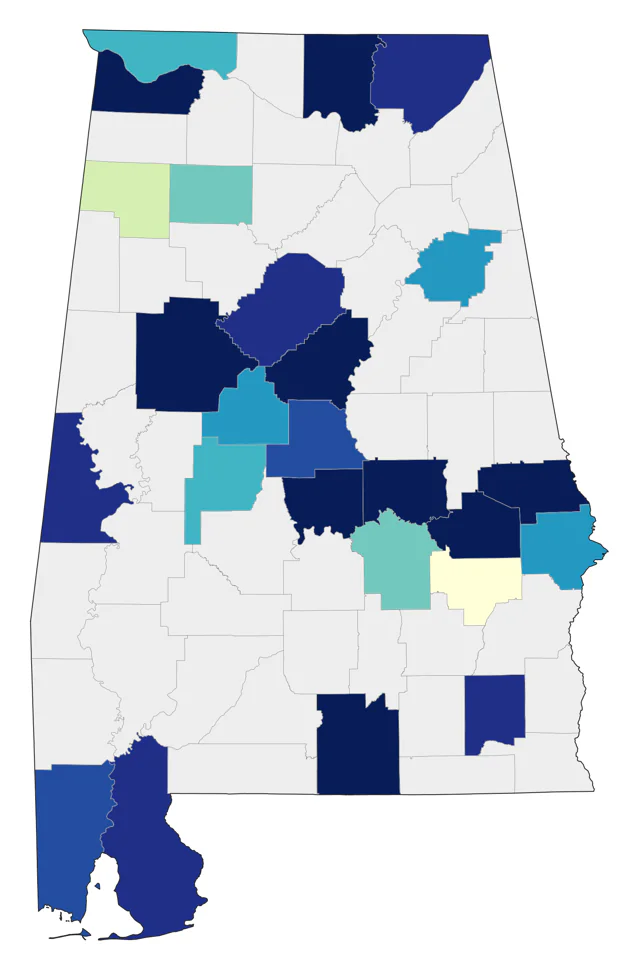 Yellow-bellied Flycatcher county map
