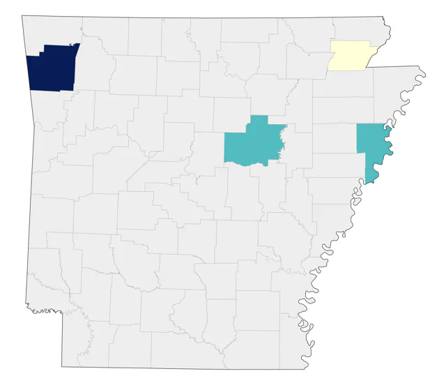 Bachman's Warbler county map