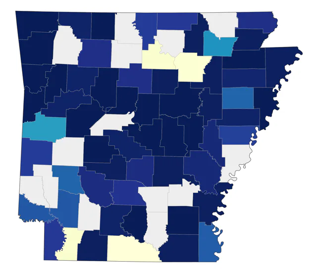 Bell's Vireo county map