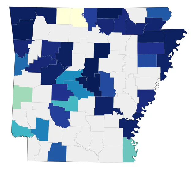 Common Merganser county map