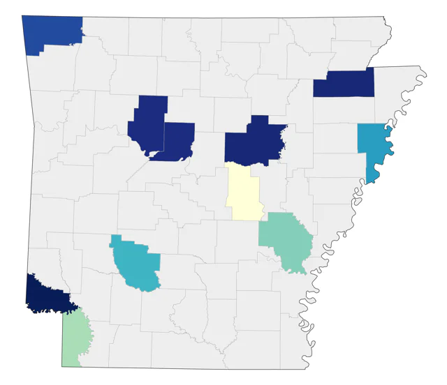 Long-billed Curlew county map