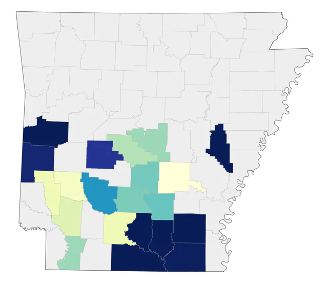 Red-cockaded Woodpecker county map