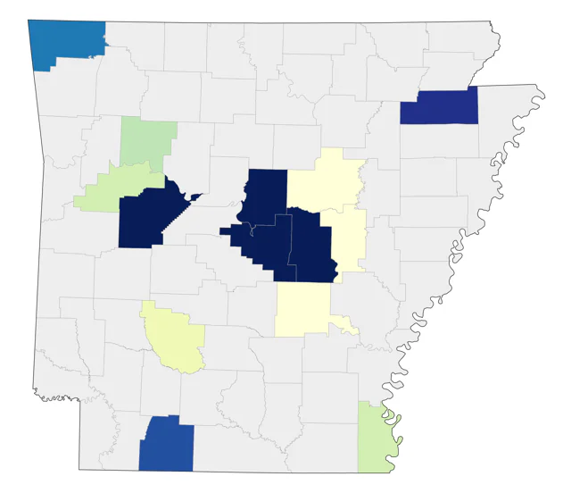 Red-necked Grebe county map