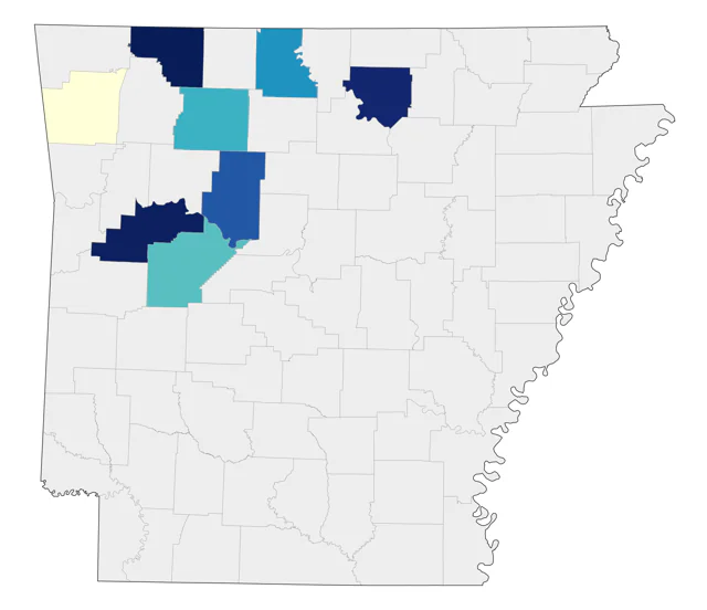 Townsend's Solitaire county map