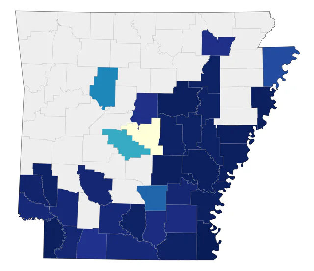 Wood Stork county map