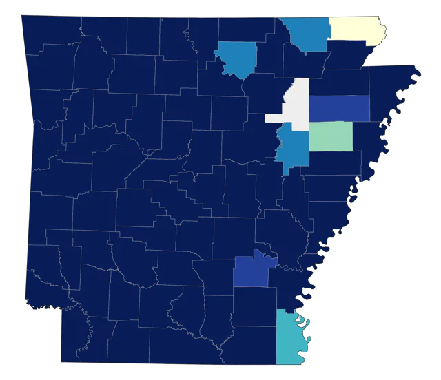 Yellow-throated Warbler county map