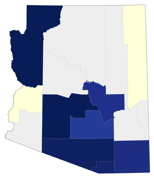 Black-throated Green Warbler county map