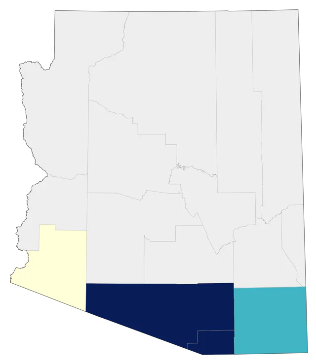 Couch's Kingbird county map