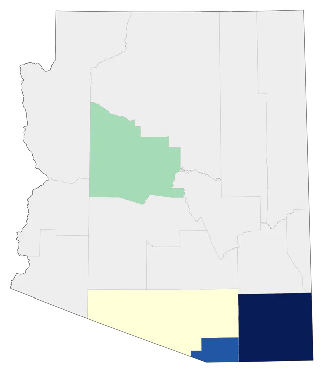 Crescent-chested Warbler county map