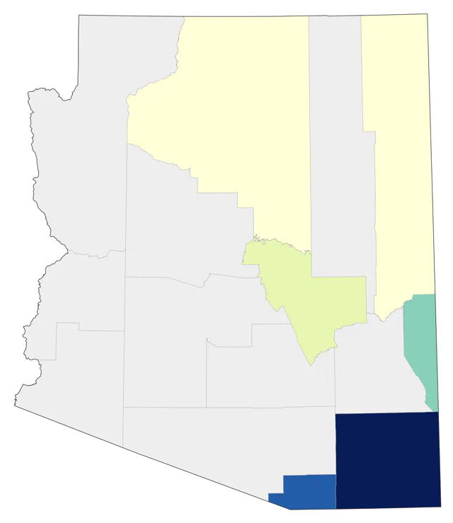 Eared Quetzal county map