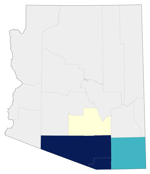 Five-striped Sparrow county map