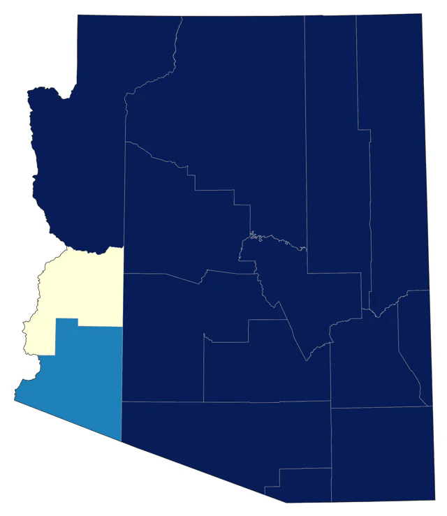 Gray Vireo county map