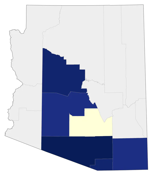 Least Grebe county map