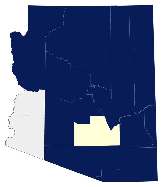 Olive Warbler county map