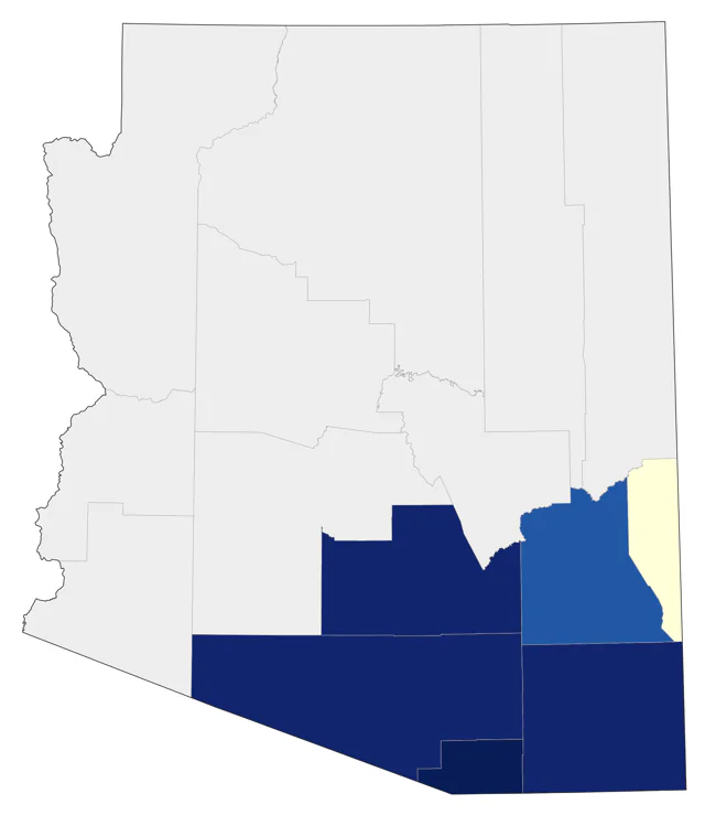 Rose-throated Becard county map