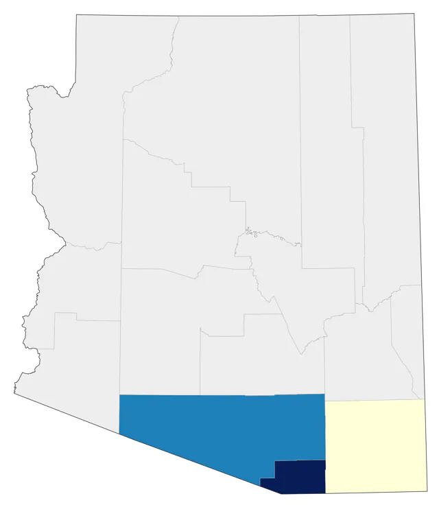 Rufous-capped Warbler county map