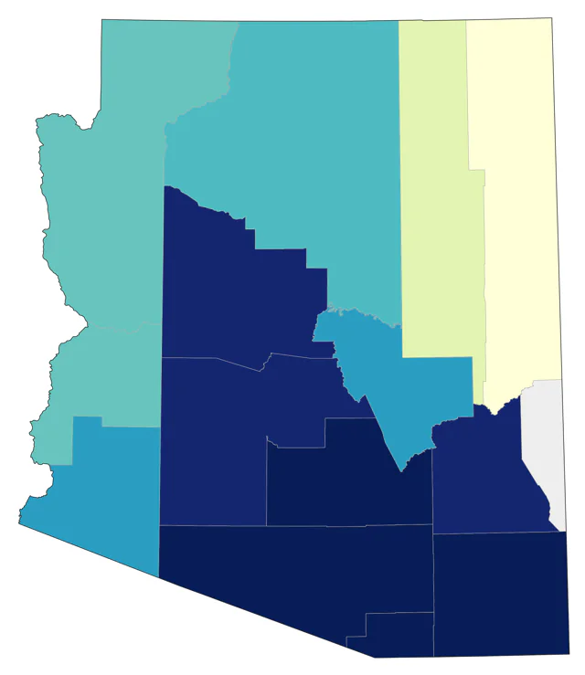 Thick-billed Kingbird county map