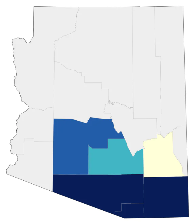 Violet-crowned Hummingbird county map