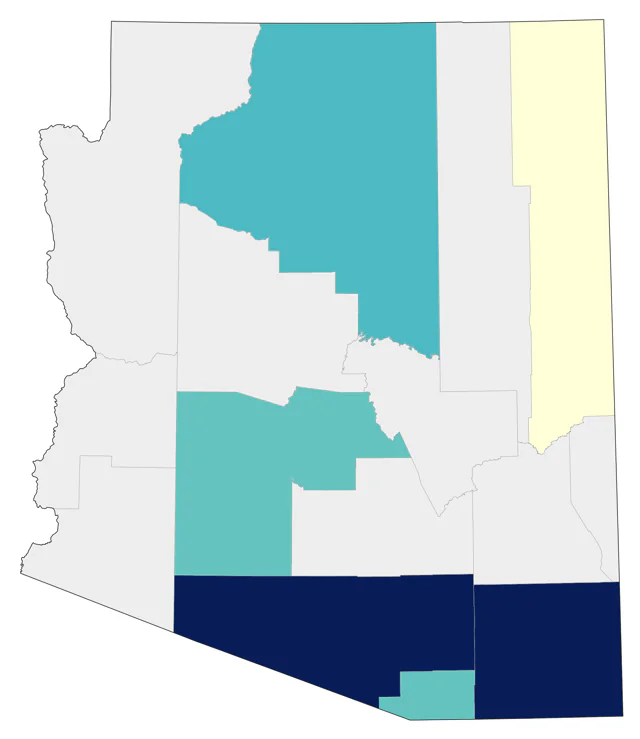 White-eared Hummingbird county map