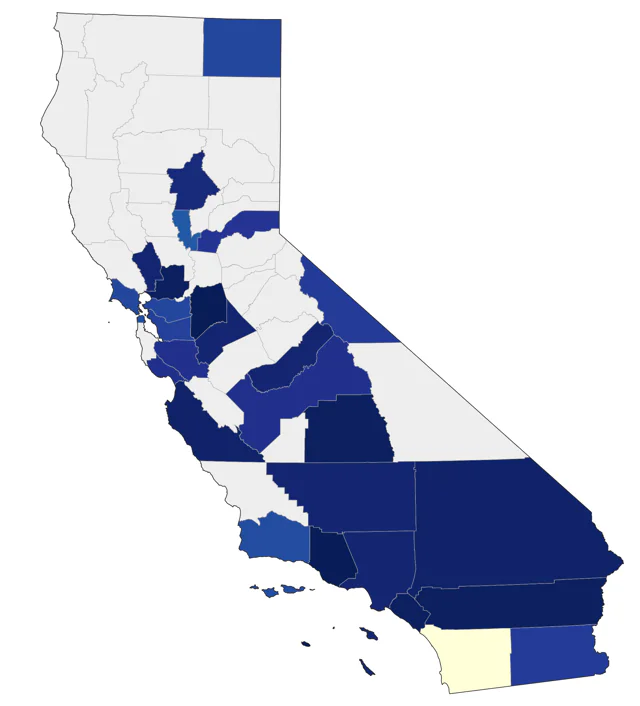 African Collared-Dove county map