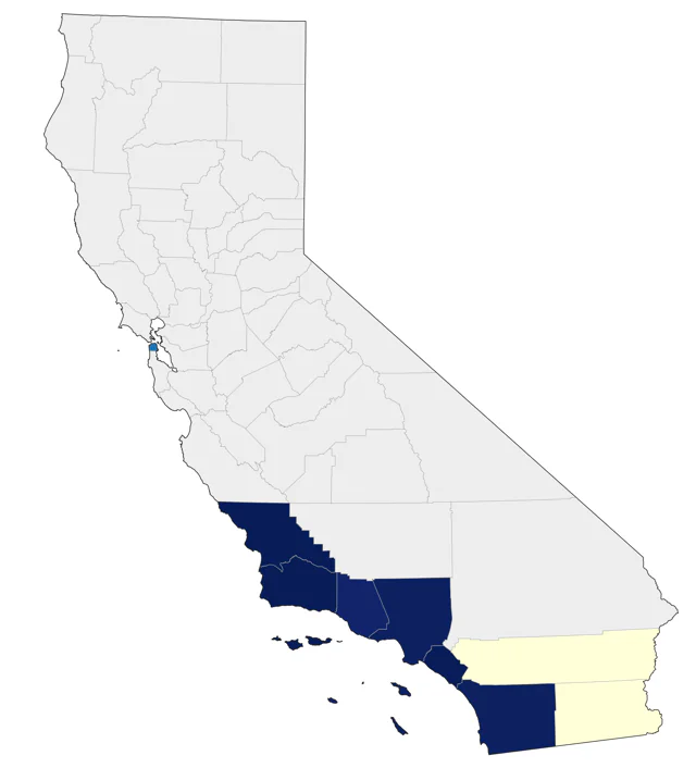American Oystercatcher county map