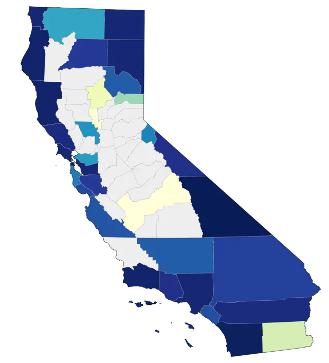 American Tree Sparrow county map