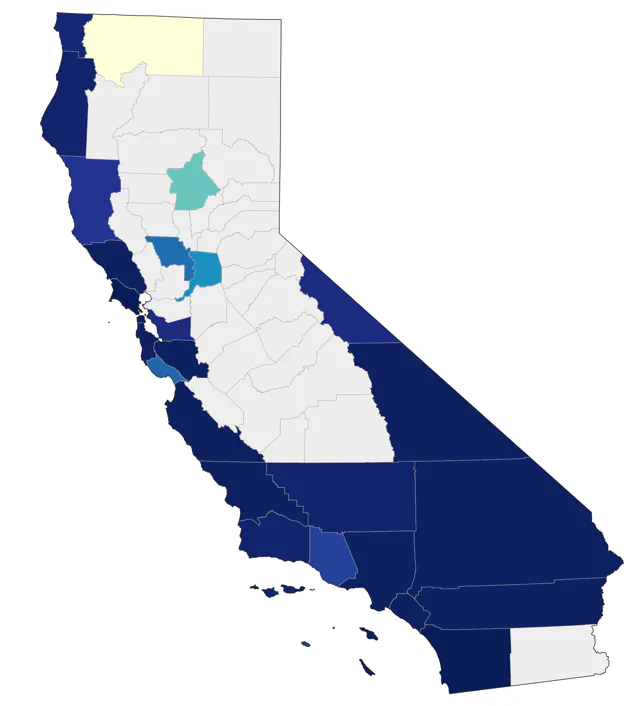 Bay-breasted Warbler county map