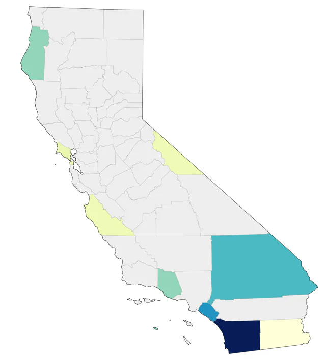 Black-billed Cuckoo county map