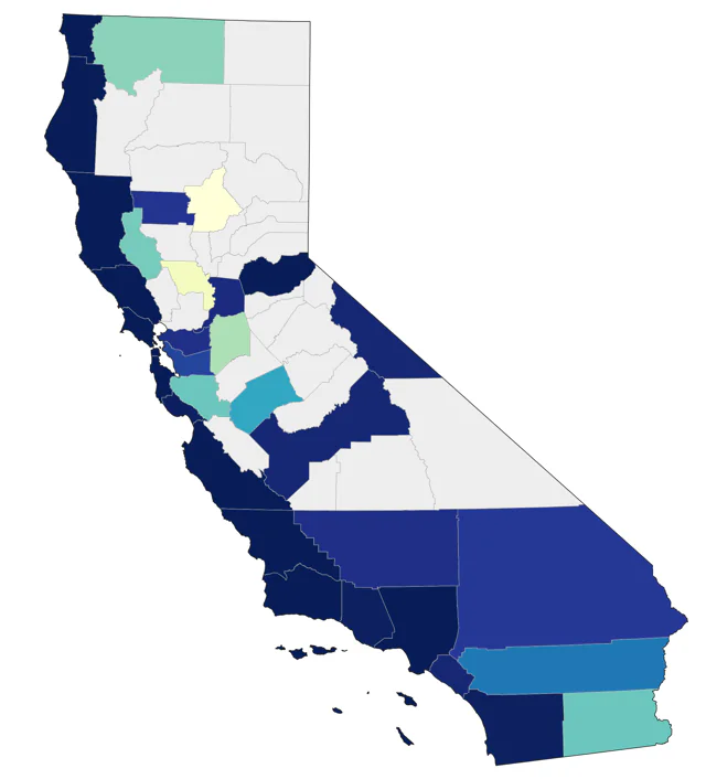 Black-legged Kittiwake county map