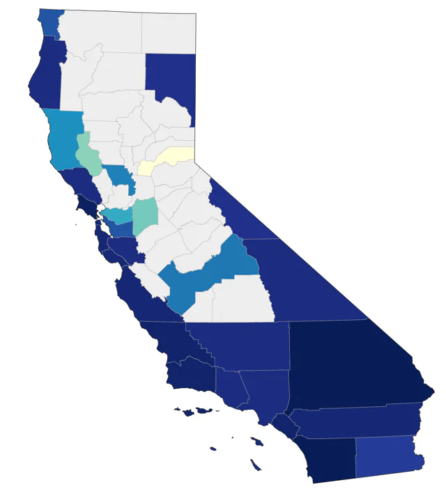 Black-throated Blue Warbler county map