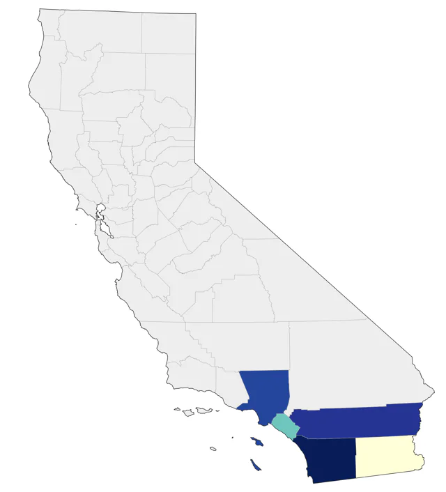 Black-throated Magpie-Jay county map