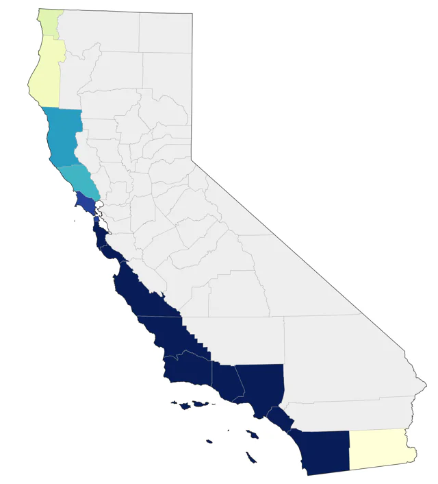 Black-vented Shearwater county map