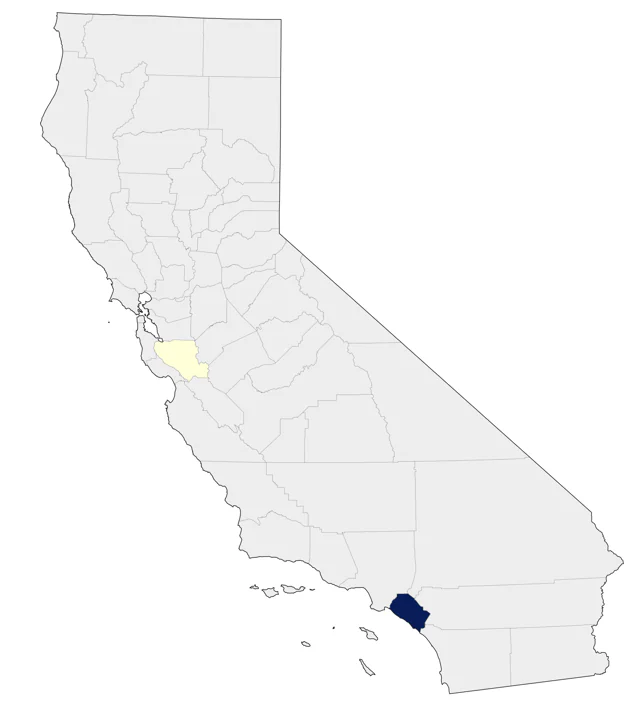 Black-winged Bishop county map