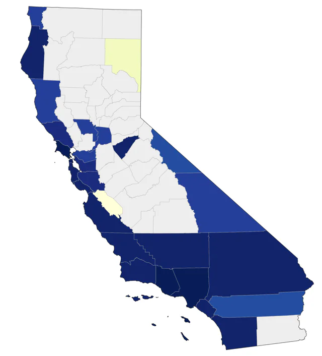 Blackburnian Warbler county map