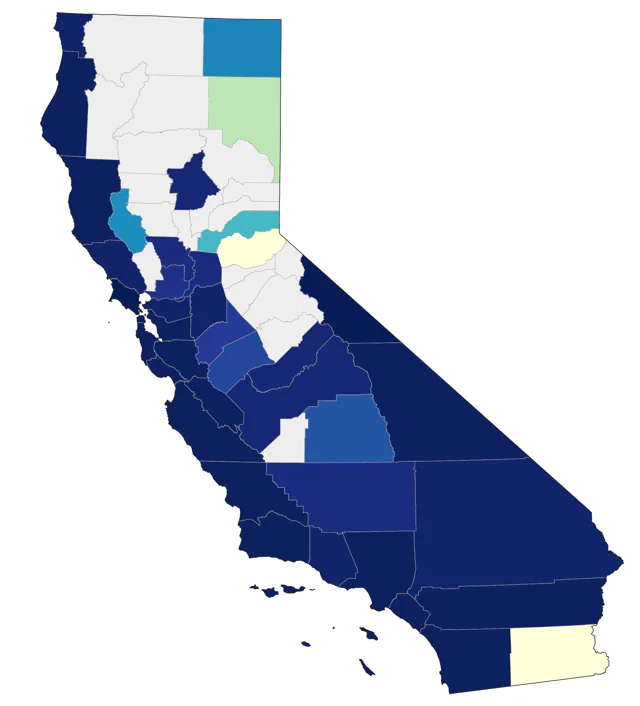 Blackpoll Warbler county map