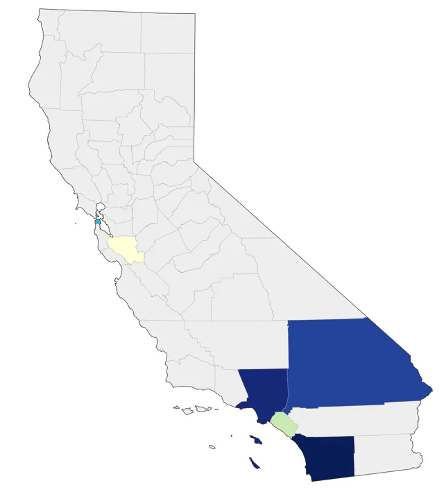 Blue-crowned Parakeet county map