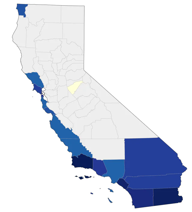 Blue-footed Booby county map