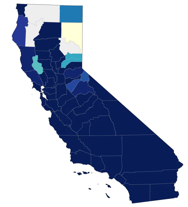 Blue Grosbeak county map
