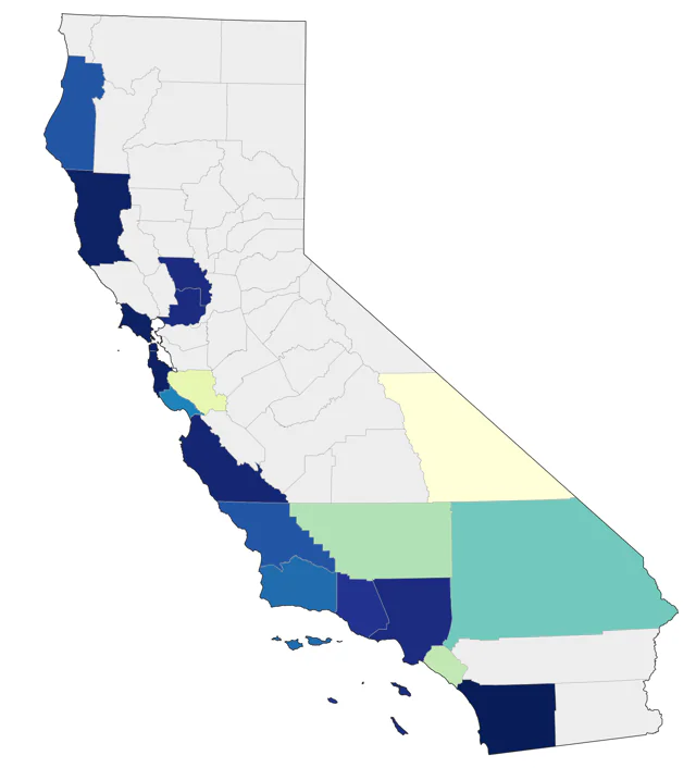 Blue-headed Vireo county map