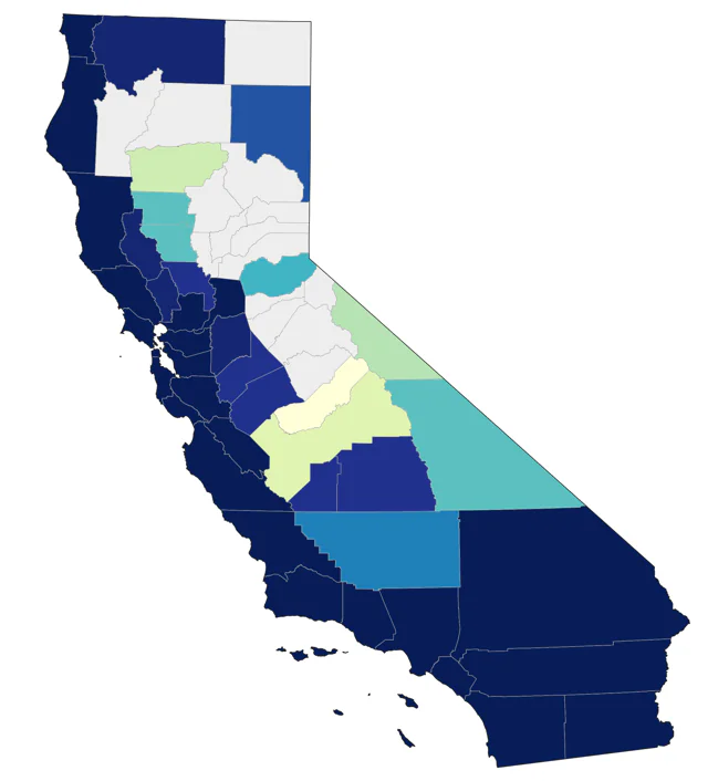 Brown Pelican county map