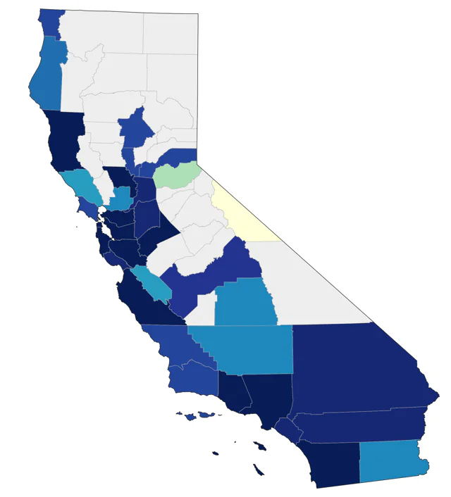 Budgerigar county map