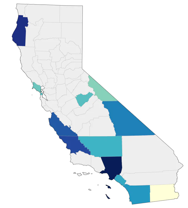 Cerulean Warbler county map