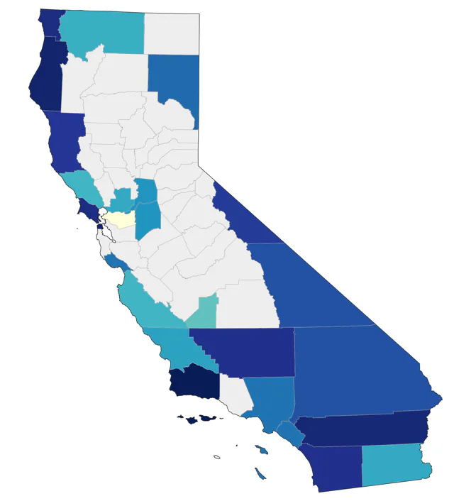 Common Grackle county map