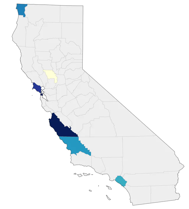 Common Ringed Plover county map