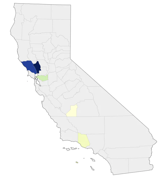 Common Shelduck county map