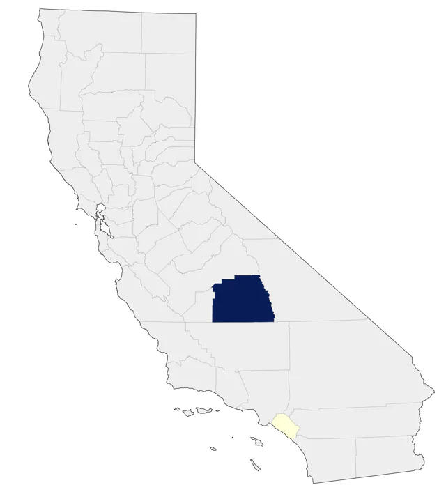 Couch's Kingbird county map